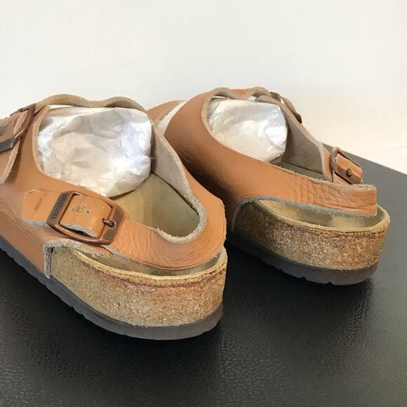 Vintage Birkenstock Milano Caramel Ginger Brown Double Heel Strap Sandals 40 - Picture 15 of 16